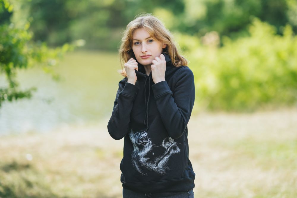 Sweatshirt de amamentação Monkey Mum® preta - macaquinho