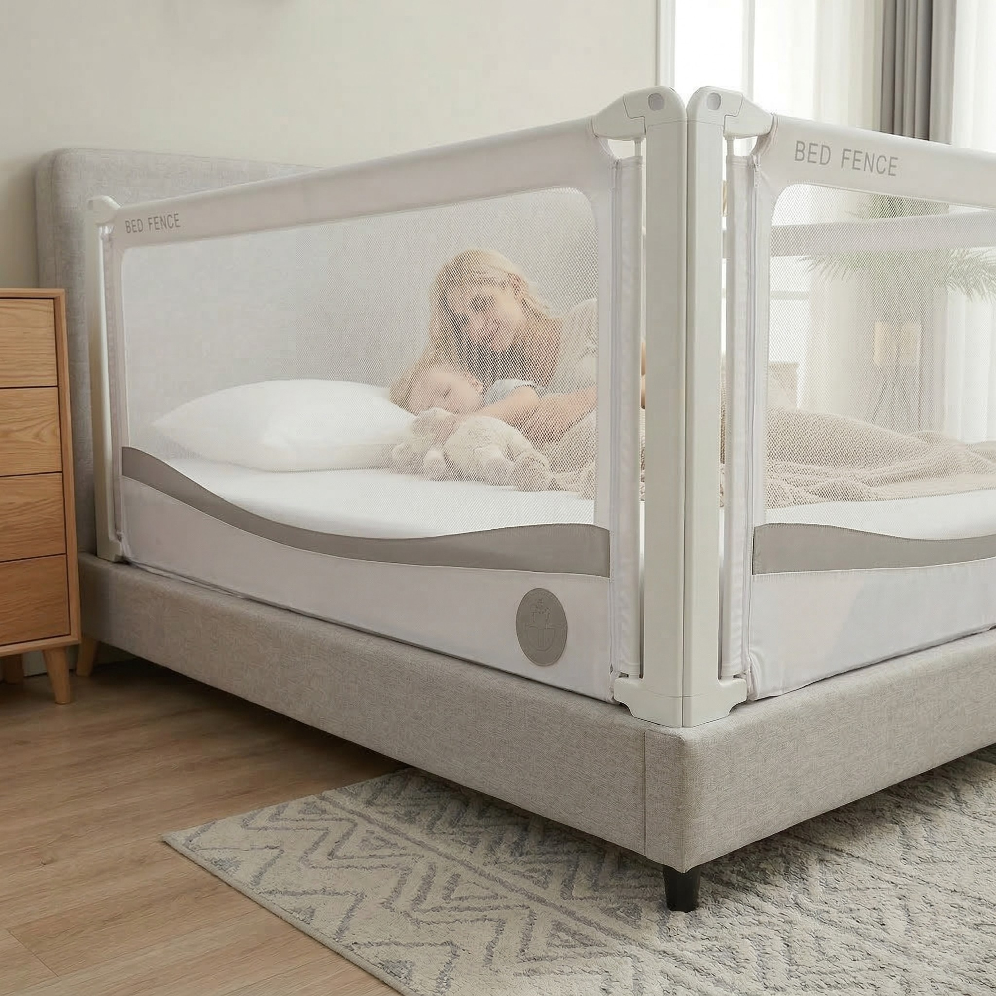 Barreira de cama Monkey Mum® Premium - cinzento claro - liquidação