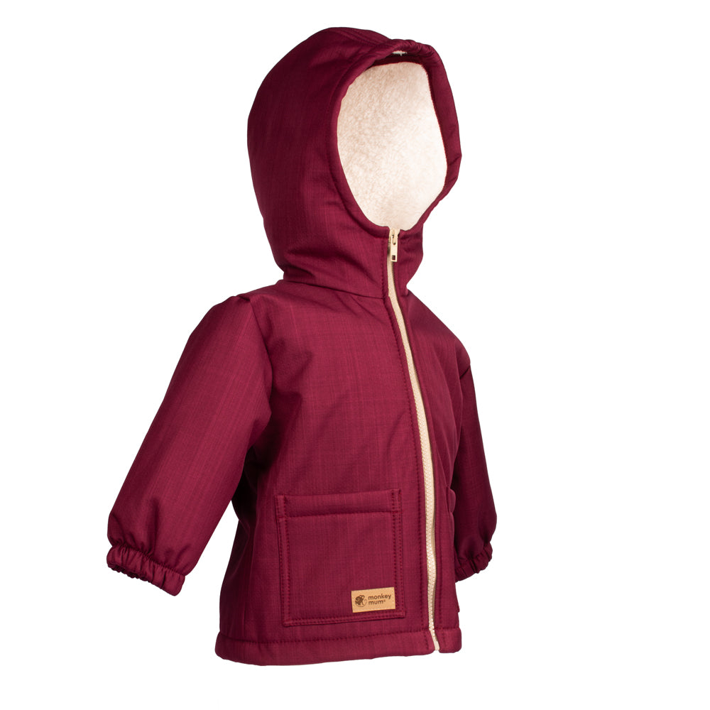 Casaco softshell infantil de inverno com pelo Monkey Mum® - Capuchinho vermelho cor de vinho
