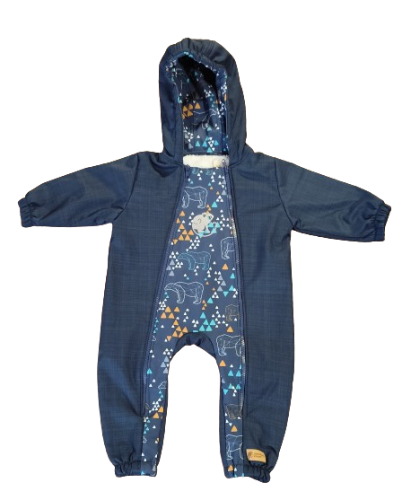 Monkey Mum® Fato-macaco infantil de inverno em softshell com forro de borrego - Programa de fim de tarde de conto de fadas com urso - tam. 62/68, 74/80