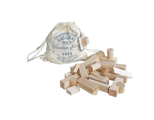 Wooden Story Cubos em saco de algodão XL - 30 unidades - Natural