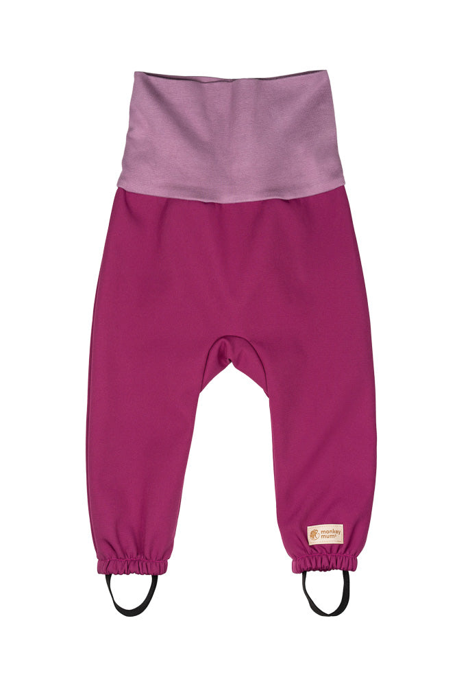 Calças softshell infantis ajustáveis com membrana Monkey Mum® - Framboesa sumarenta