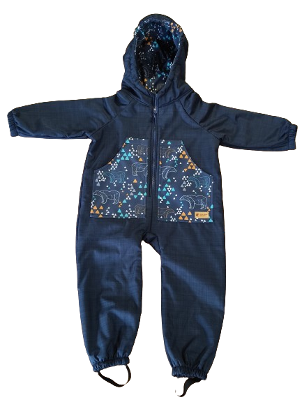 Monkey Mum® Fato-macaco infantil de inverno em softshell com forro de borrego - Programa de fim de tarde de conto de fadas com urso - tam. 98/104, 110/116