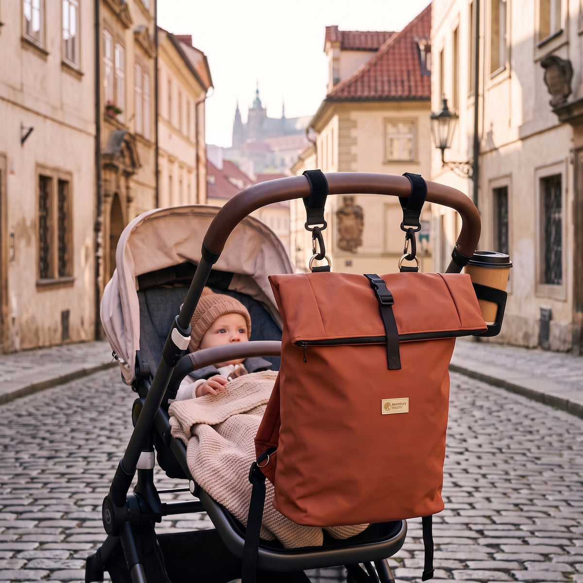 Monkey Mum® Mochila de softshell para carrinho de bebé – Folhas de outono
