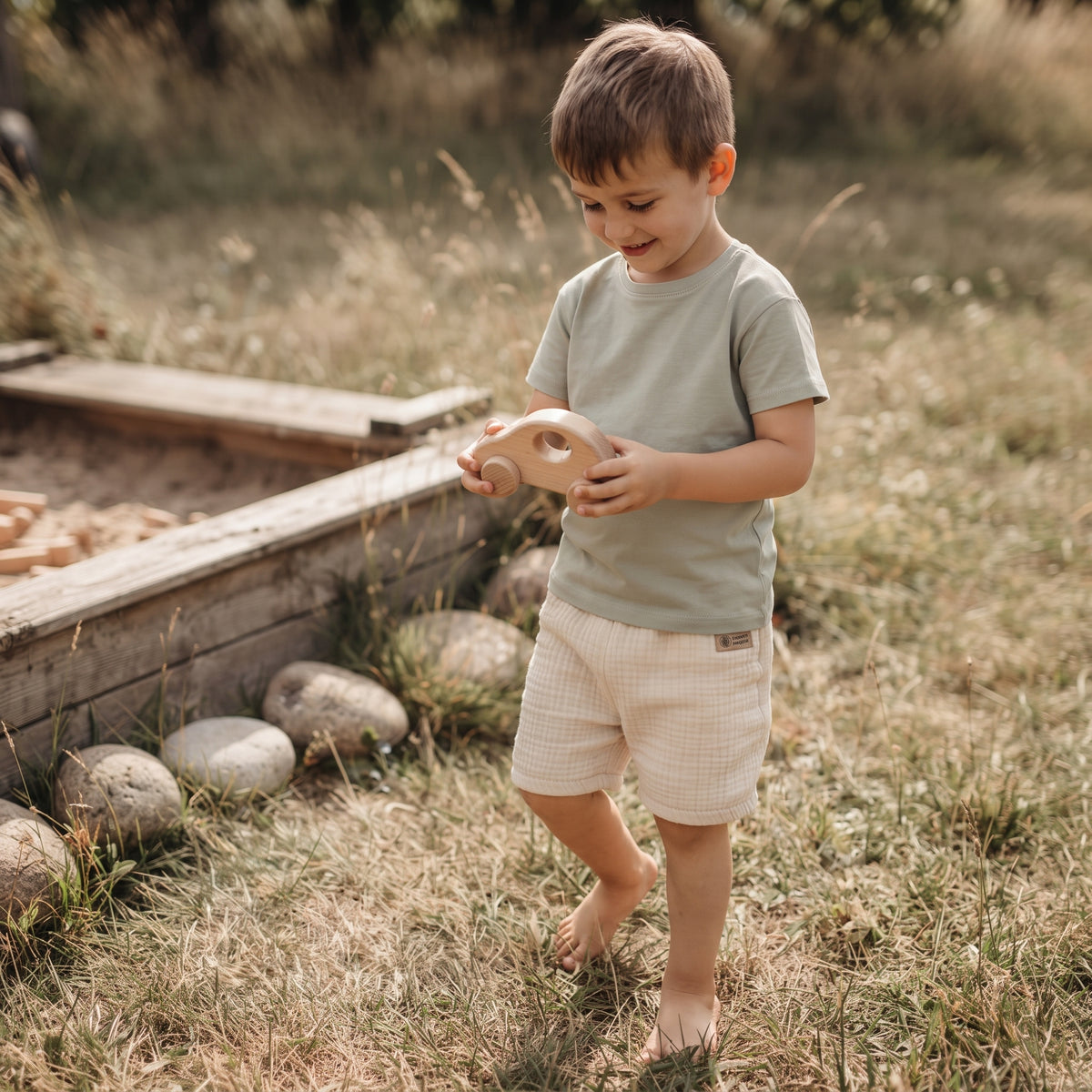 Calções de musselina Monkey Mum® - Bege
