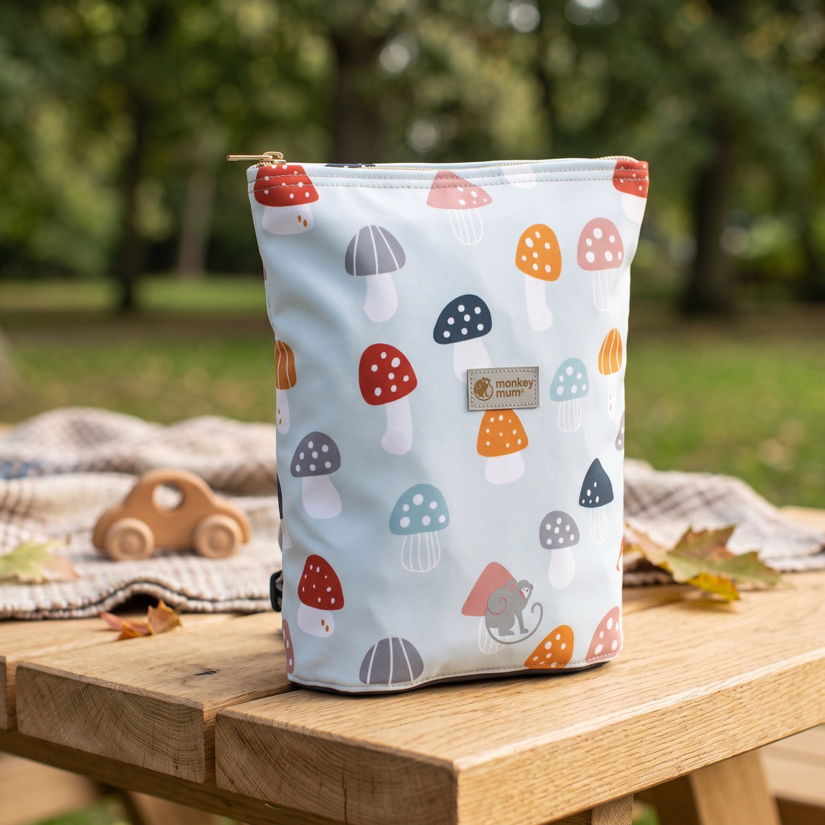 Mochila softshell infantil Monkey Mum® - Amanitas multicoloridas