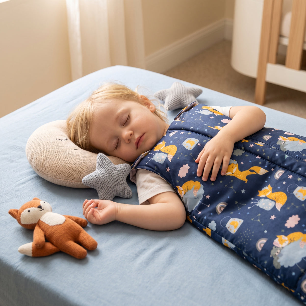 Saco-cama de inverno extensível Monkey Mum® 0 - 4 anos - conjunto - A sonhar com a raposa