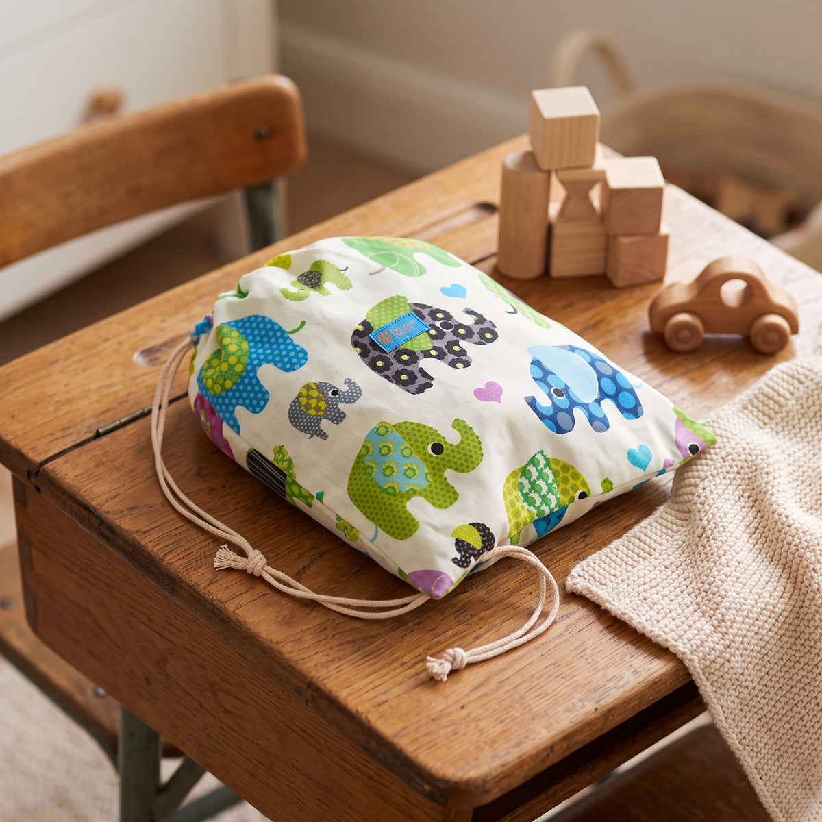 Saco de pano Monkey Mum® - Elefante alegre