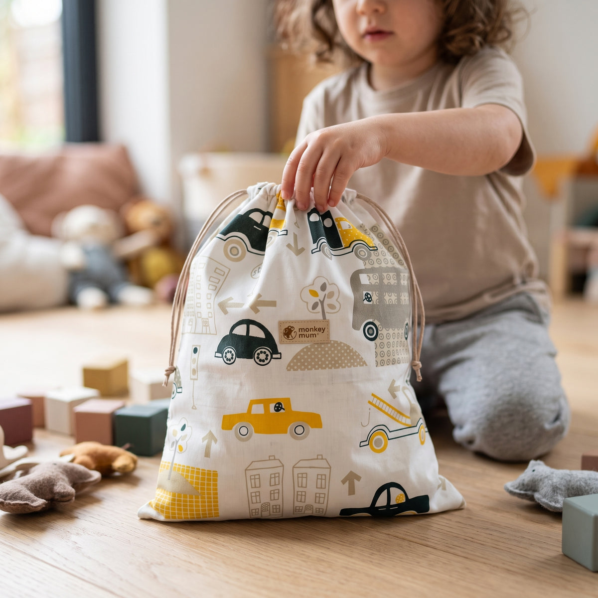 Saco de pano Monkey Mum® - Transportes urbanos