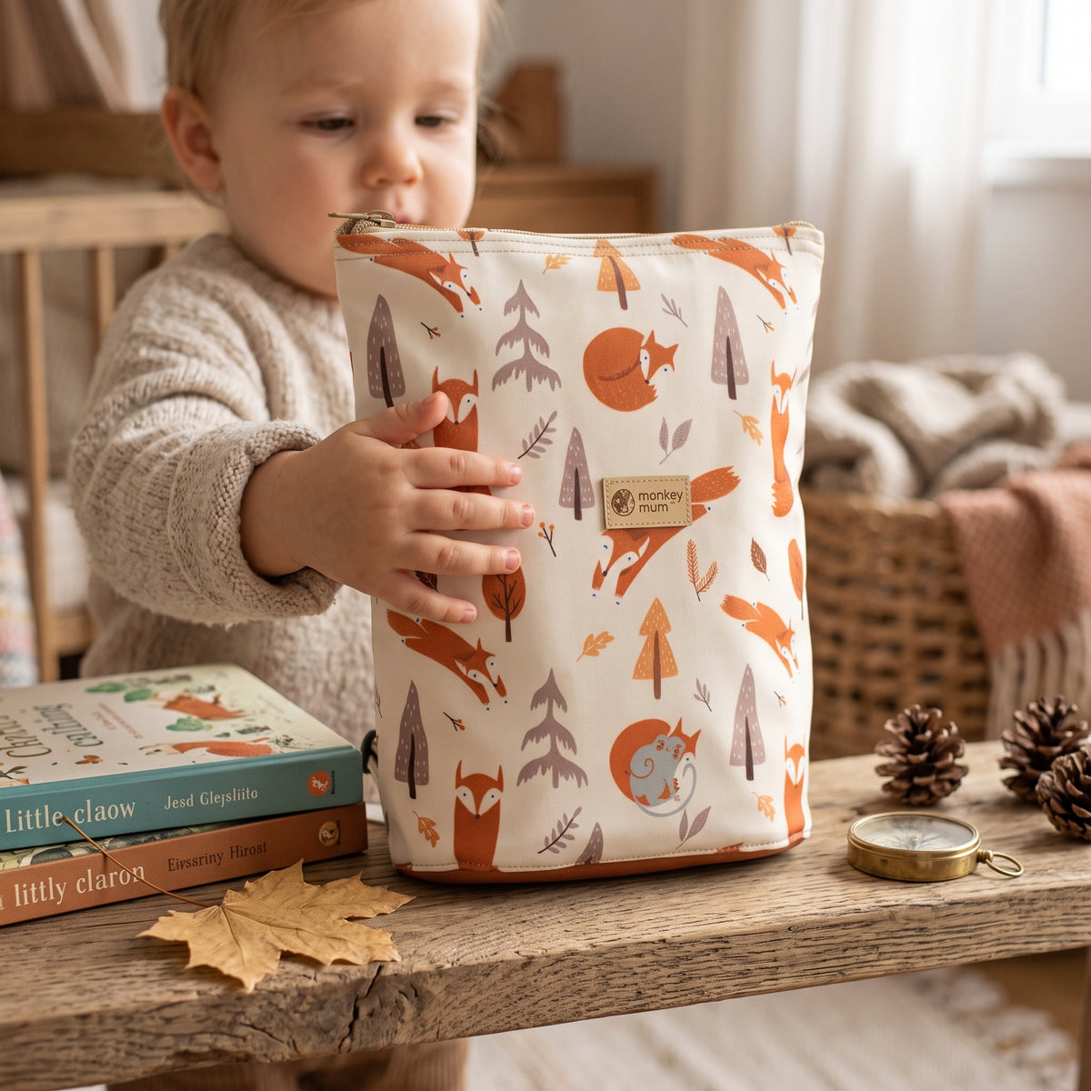 Mochila softshell infantil Monkey Mum® - Travessuras da raposa