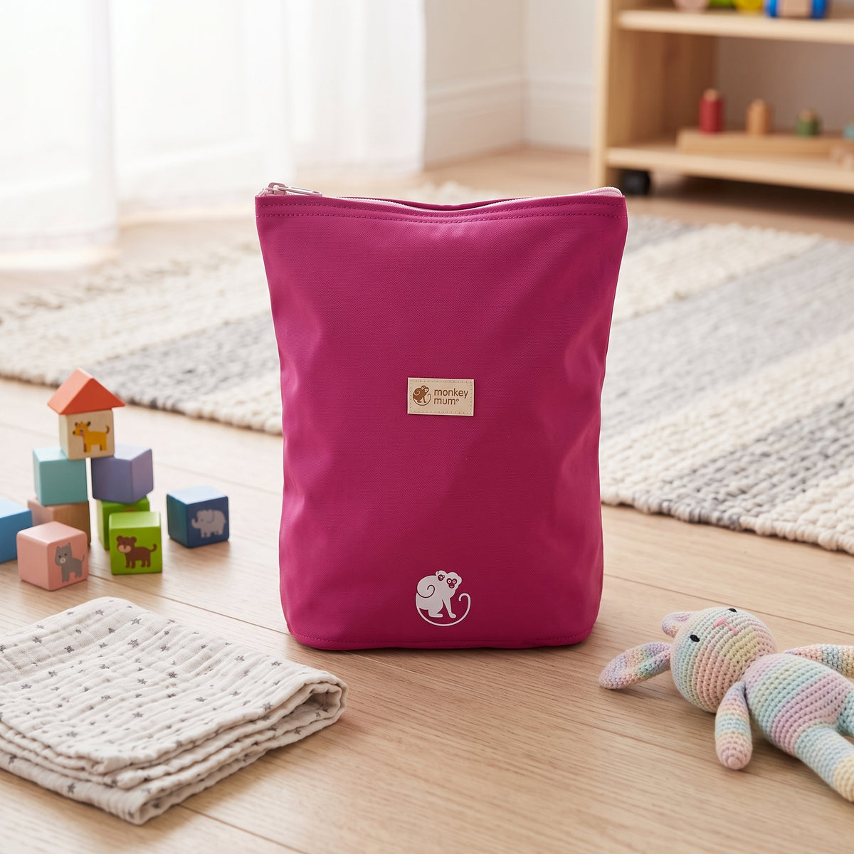 Mochila softshell infantil Monkey Mum® - Framboesa sumarenta
