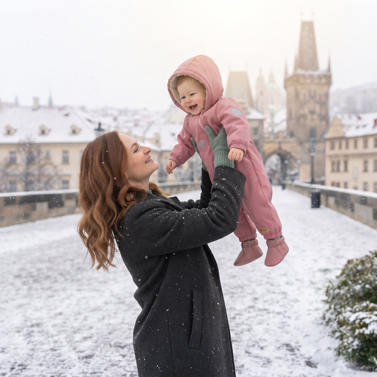 Monkey Mum® Macacão de inverno de softshell para criança com lã de carneiro - Ovelhinha rosa - tam. 62/68, 74/80
