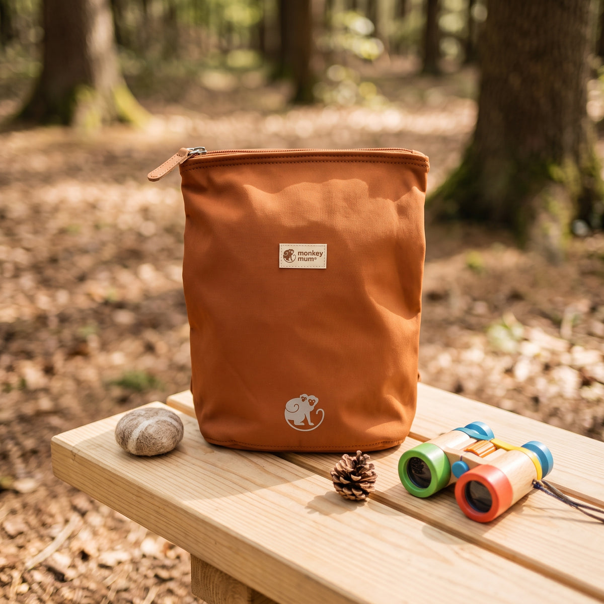 Mochila softshell infantil Monkey Mum® - Folhas de outono