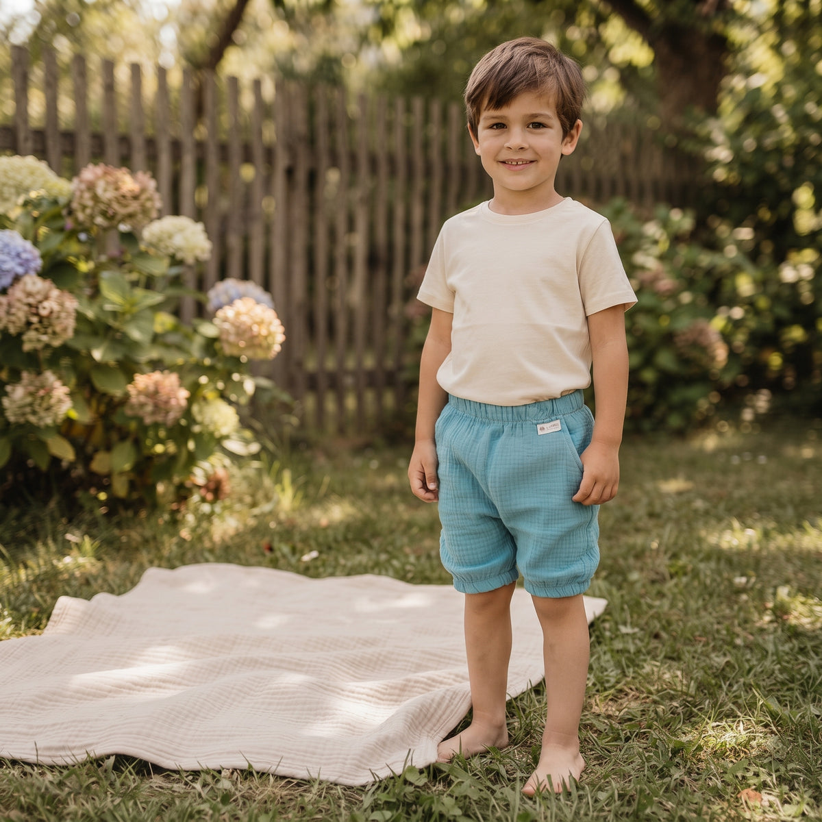 Calções de musselina Monkey Mum® - Menta
