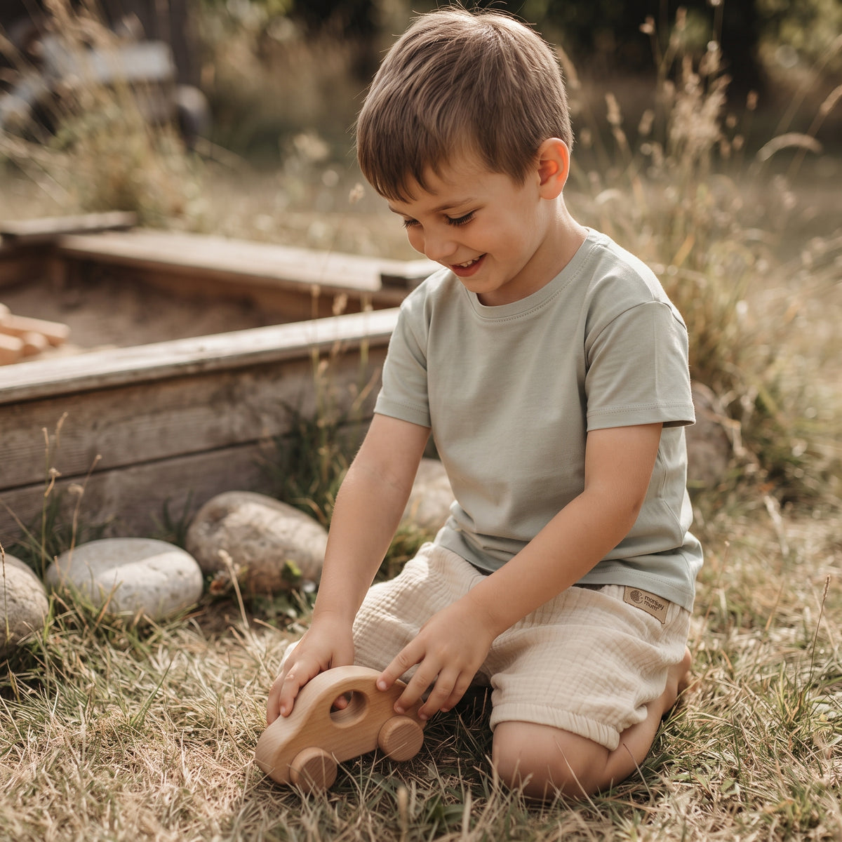 Calções de musselina Monkey Mum® - Bege