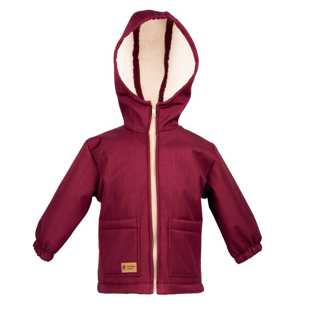 Casaco softshell infantil de inverno com pelo Monkey Mum® - Capuchinho vermelho cor de vinho