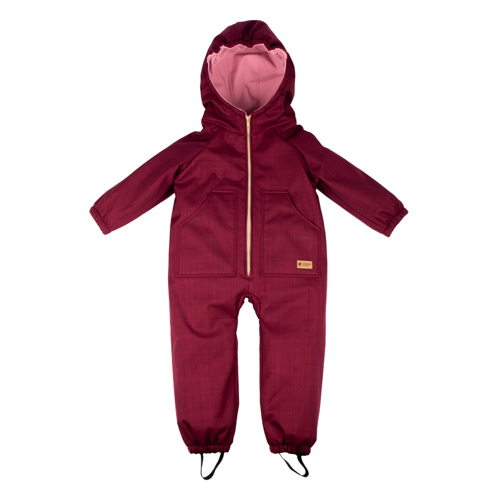 Monkey Mum® Fato-macaco infantil de inverno em softshell com forro de borrego - Capuchinho Vermelho cor de vinho - tam. 98/104, 110/116
