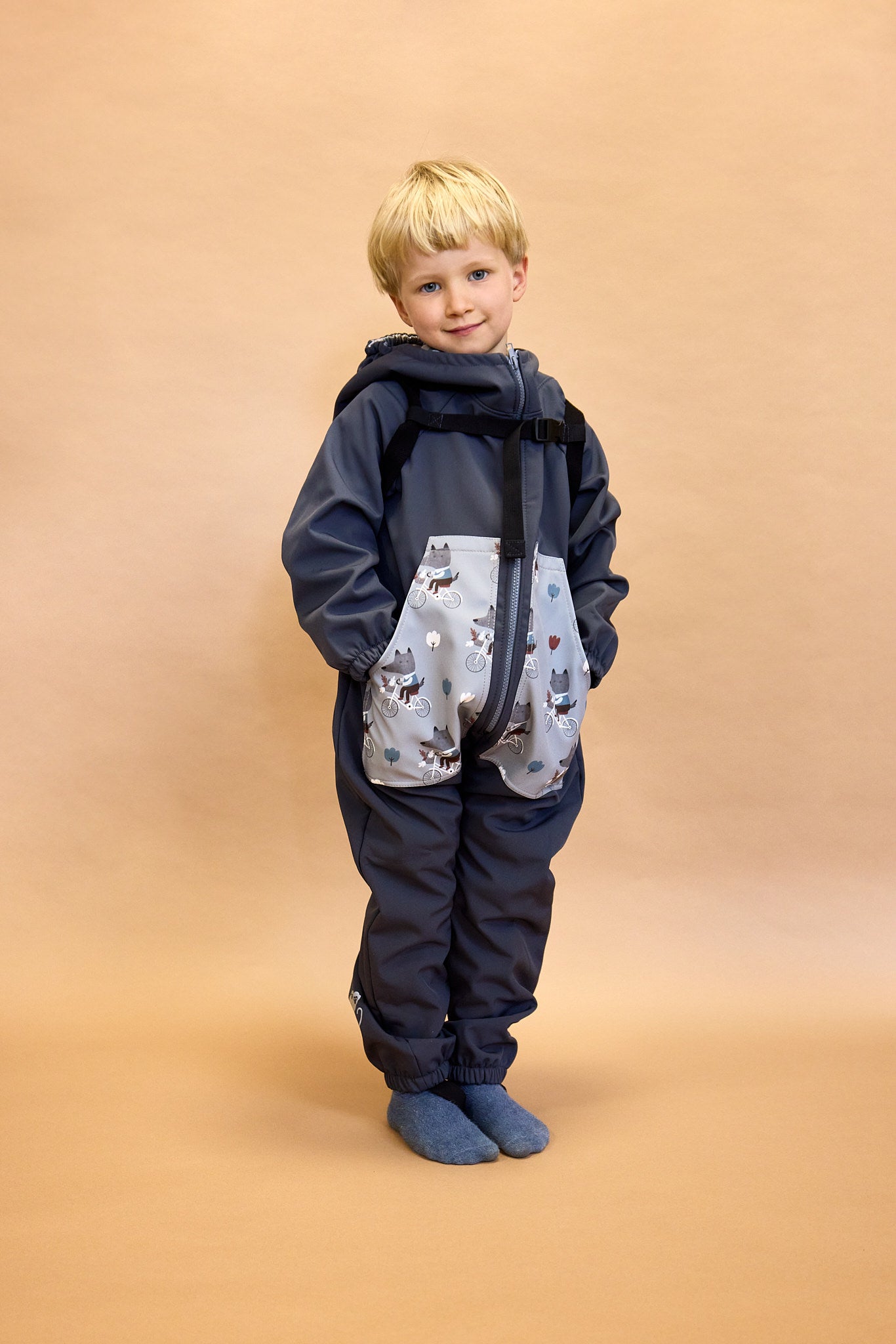 Monkey Mum® Dětská zimní softshellová kombinéza s beránkem - Pohádkový večerníček, 2. jakost - vel. 62/68