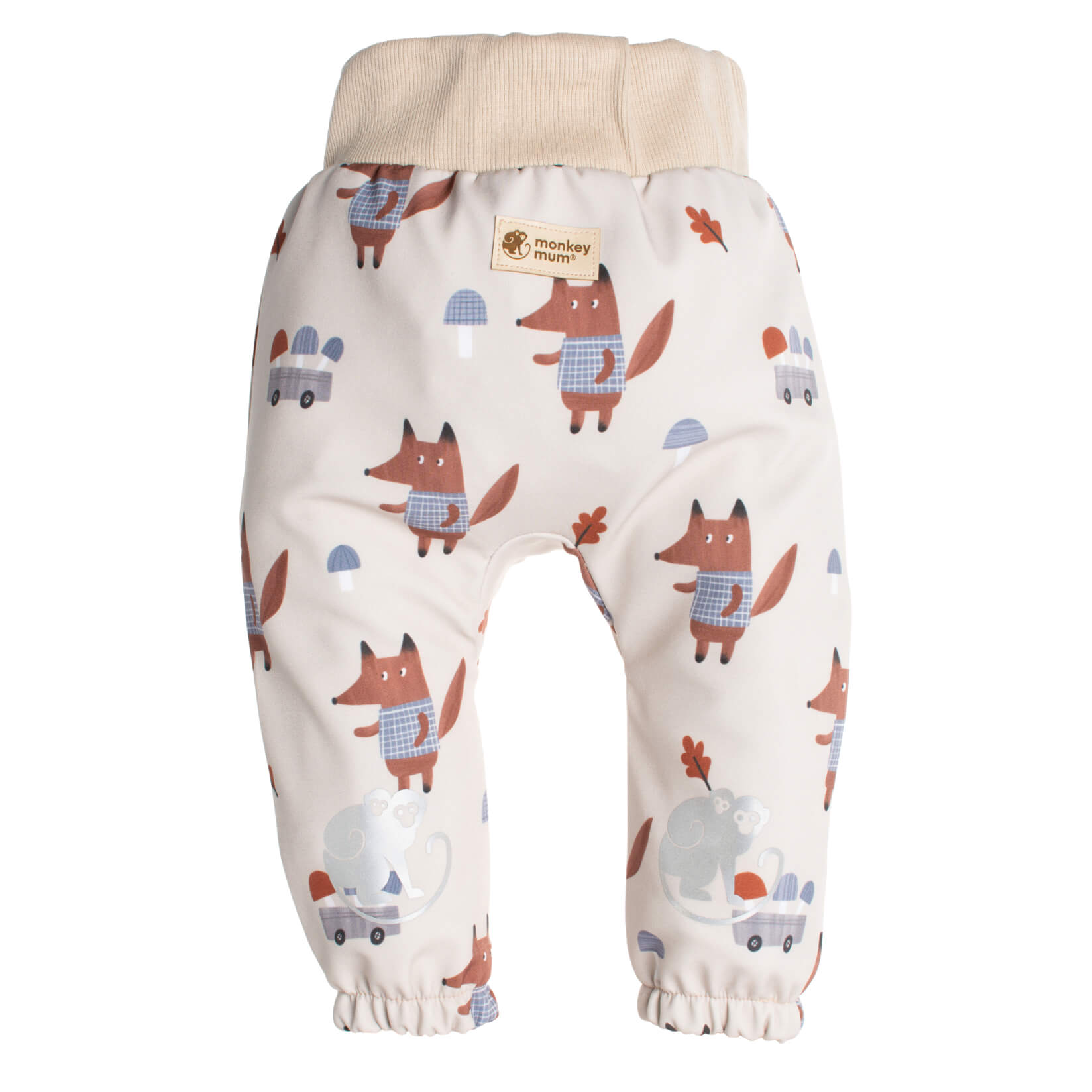 Calças de softshell para criança com membrana Monkey Mum® - Raposas nos cogumelos