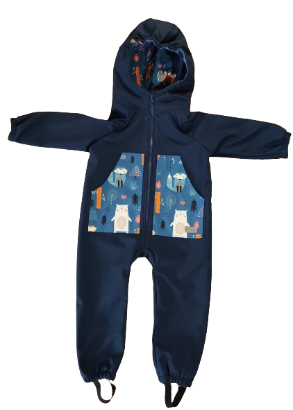 Monkey Mum® Fato-macaco em softshell com membrana – Céu noturno com animais - tam. 98/104, 110/116
