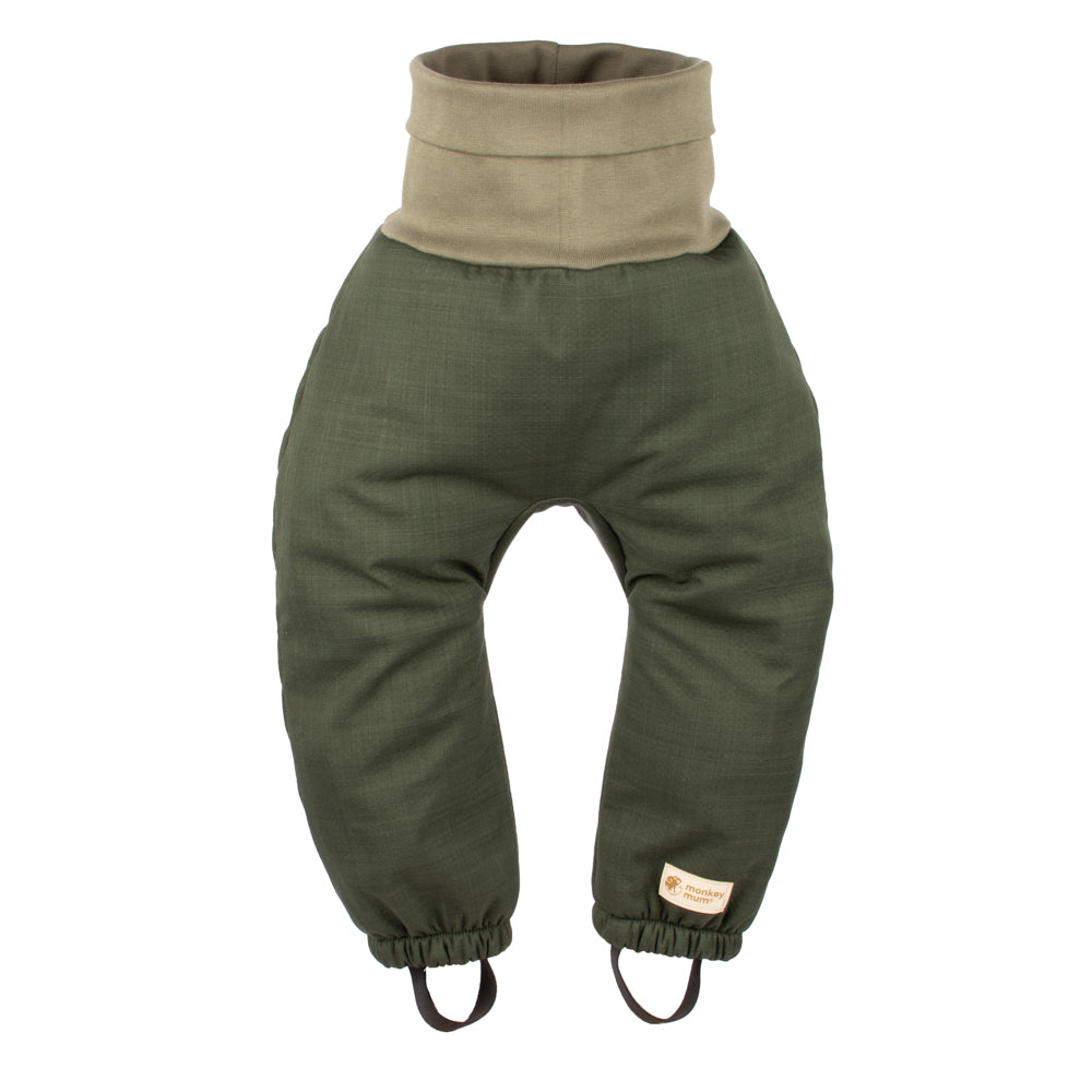 Calças de softshell de inverno de crescimento para criança com lã de carneiro Monkey Mum® - Caçador kaki
