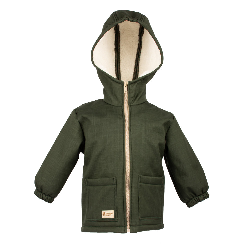 Casaco de softshell de inverno para criança com lã de carneiro Monkey Mum® - Caçador kaki