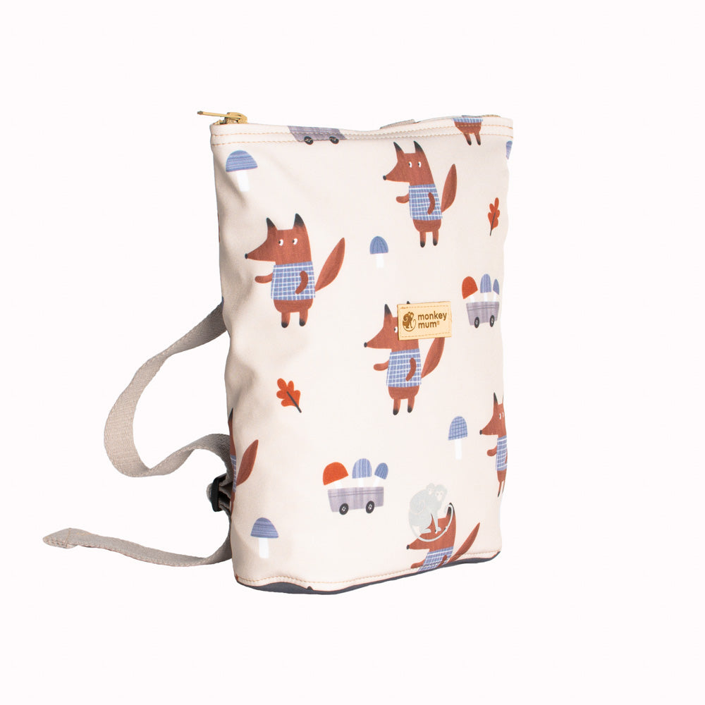 Mochila softshell infantil Monkey Mum® - Raposas nos cogumelos