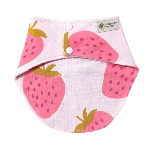 Babete de musselina Monkey Mum® - Morango