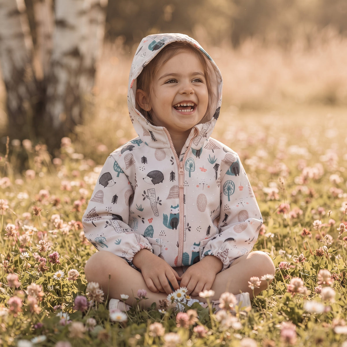 Casaco softshell infantil com membrana Monkey Mum® - Animais do dia a dia