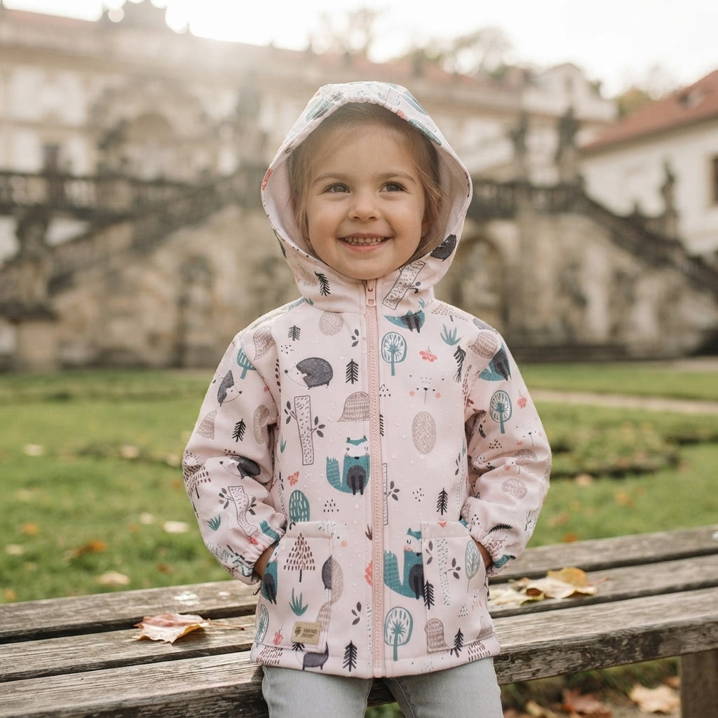 Casaco softshell infantil com membrana Monkey Mum® - Animais do dia a dia