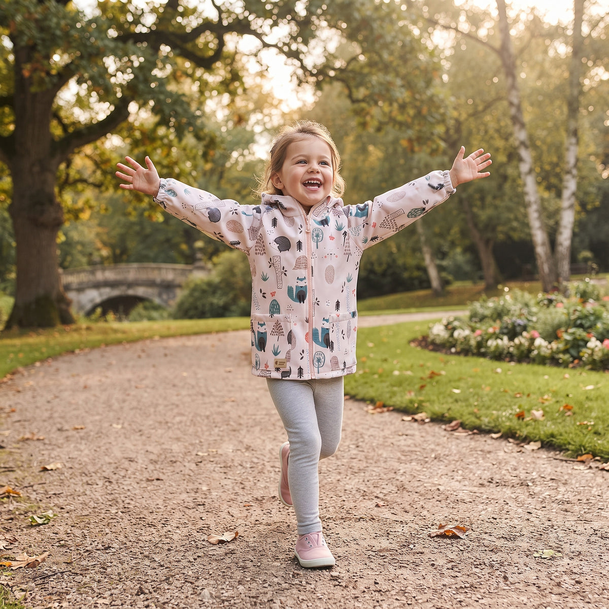 Casaco softshell infantil com membrana Monkey Mum® - Animais do dia a dia