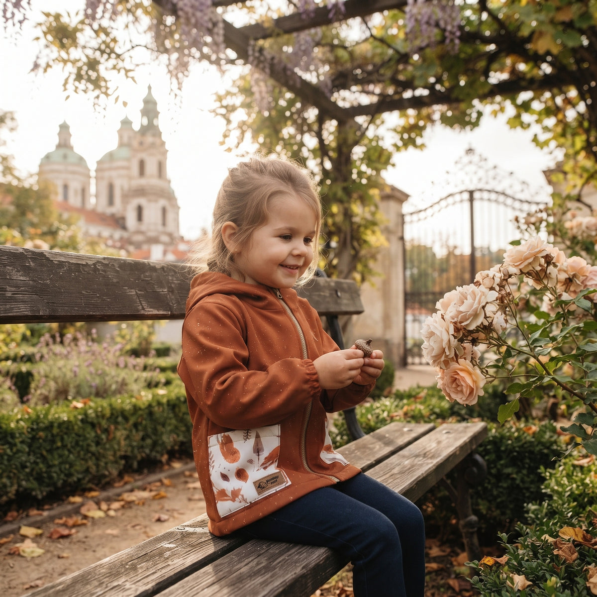 Casaco softshell infantil com membrana Monkey Mum® - Folhas de outono