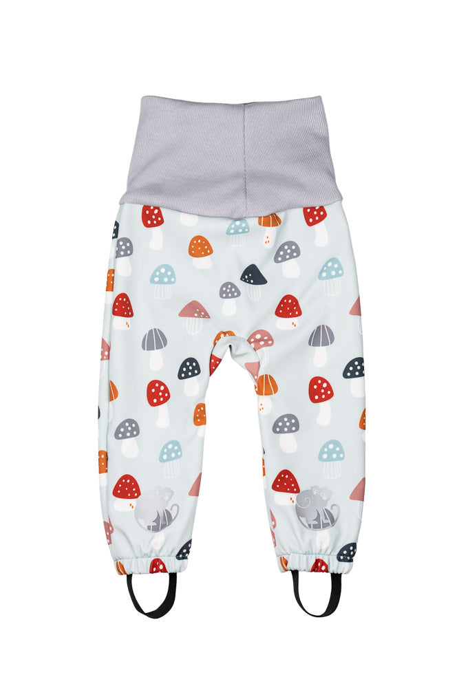 Calças softshell infantis ajustáveis com membrana Monkey Mum® - Amanitas multicoloridas