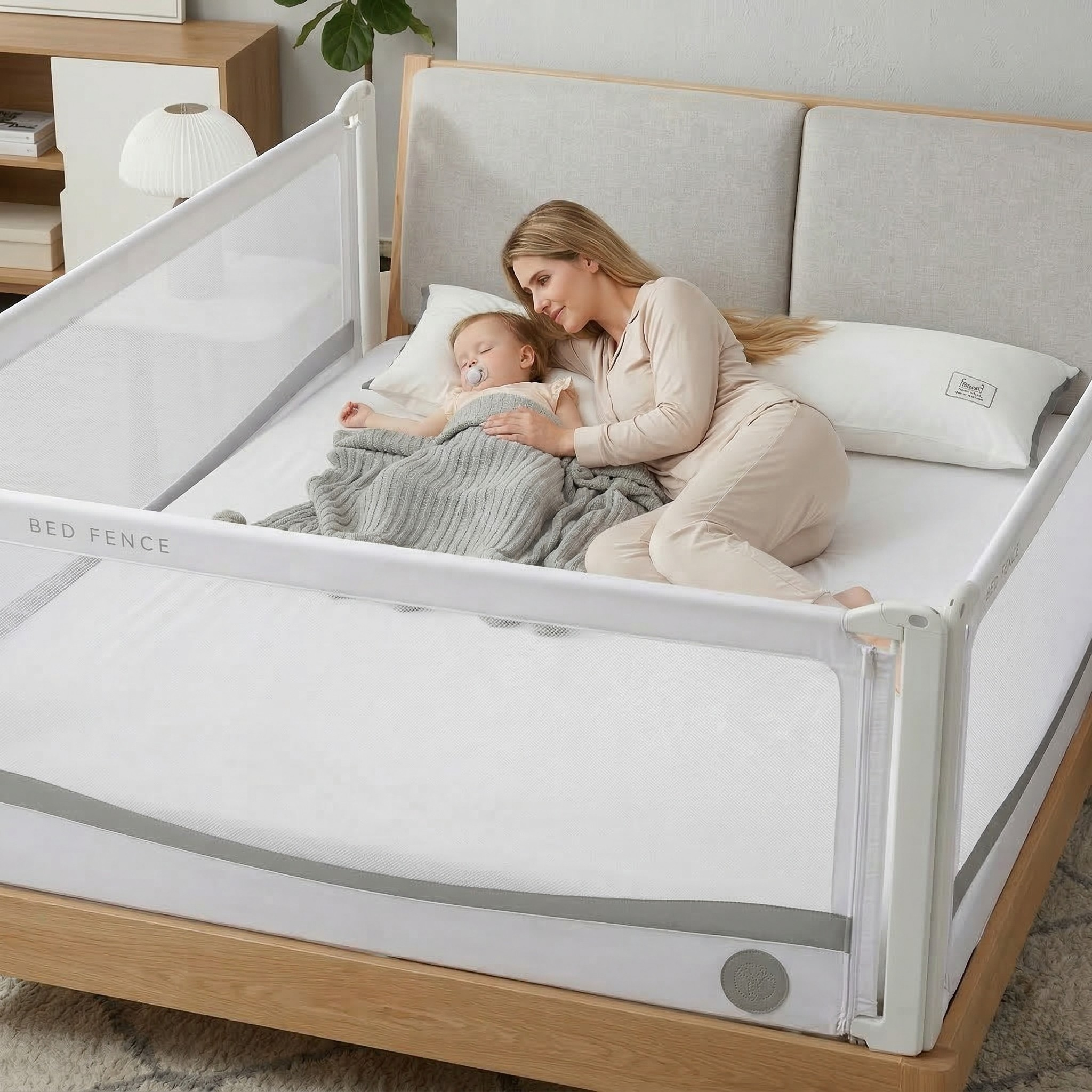 Barreira de cama Monkey Mum® Premium - cinzento claro
