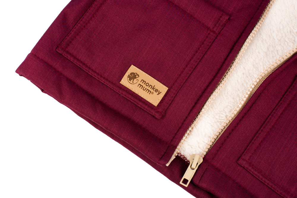 Casaco softshell infantil de inverno com pelo Monkey Mum® - Capuchinho vermelho cor de vinho