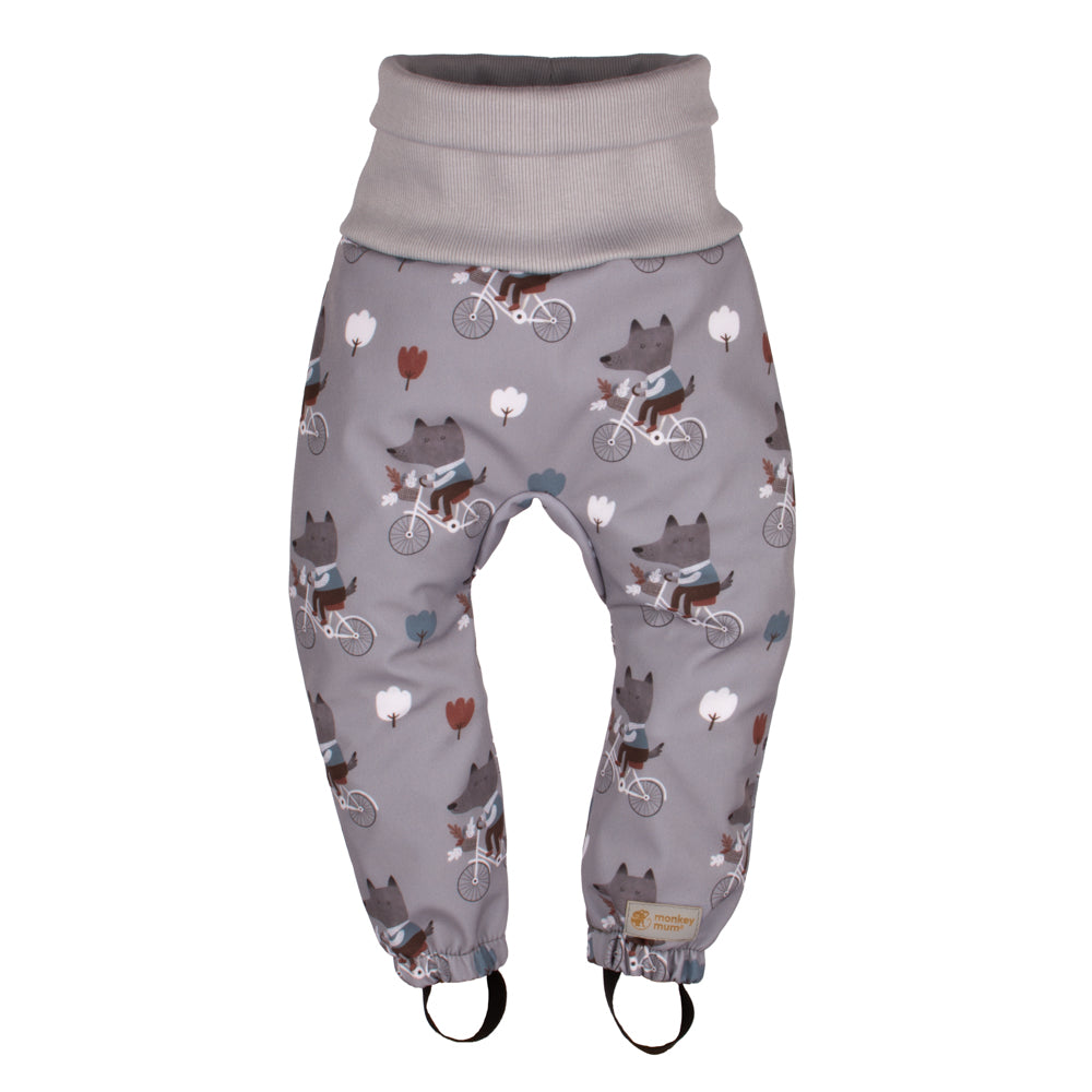 Calças de softshell de crescimento para criança com membrana Monkey Mum® - Lobos de bicicleta