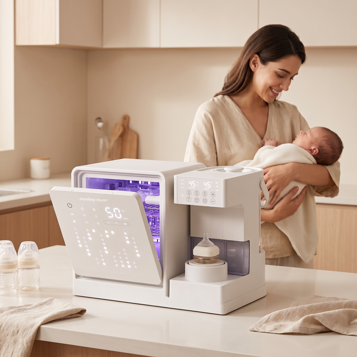 Aquecedor e esterilizador de biberões Monkey Mum® Ultra 3 em 1