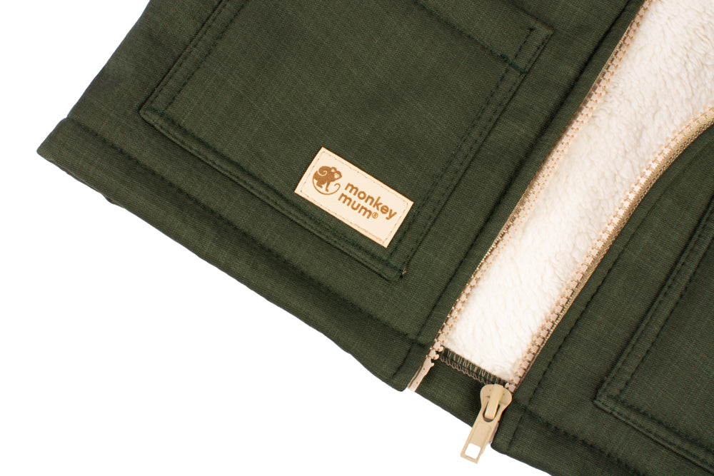 Casaco de softshell de inverno para criança com lã de carneiro Monkey Mum® - Caçador kaki