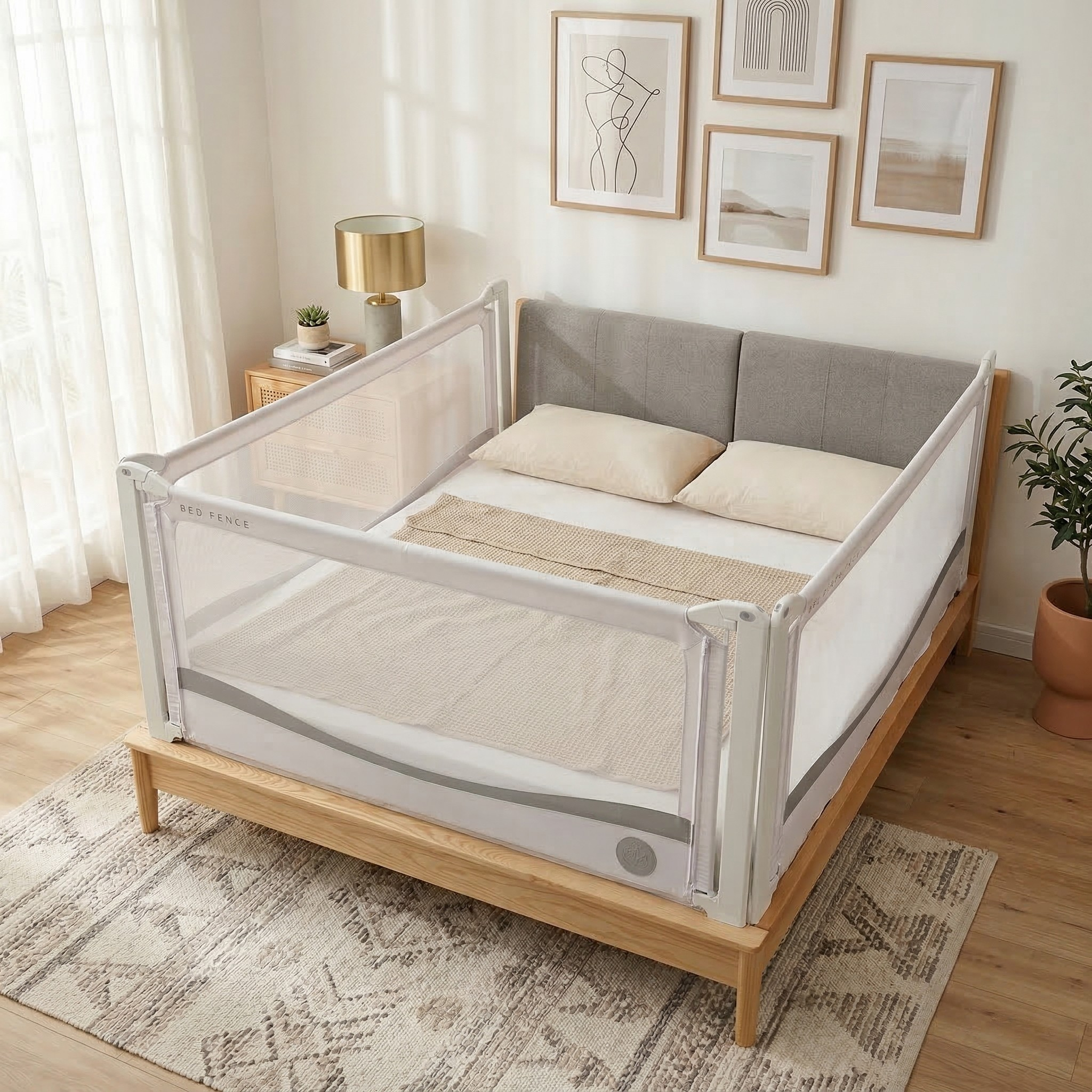 Barreira de cama Monkey Mum® Premium - cinzento claro