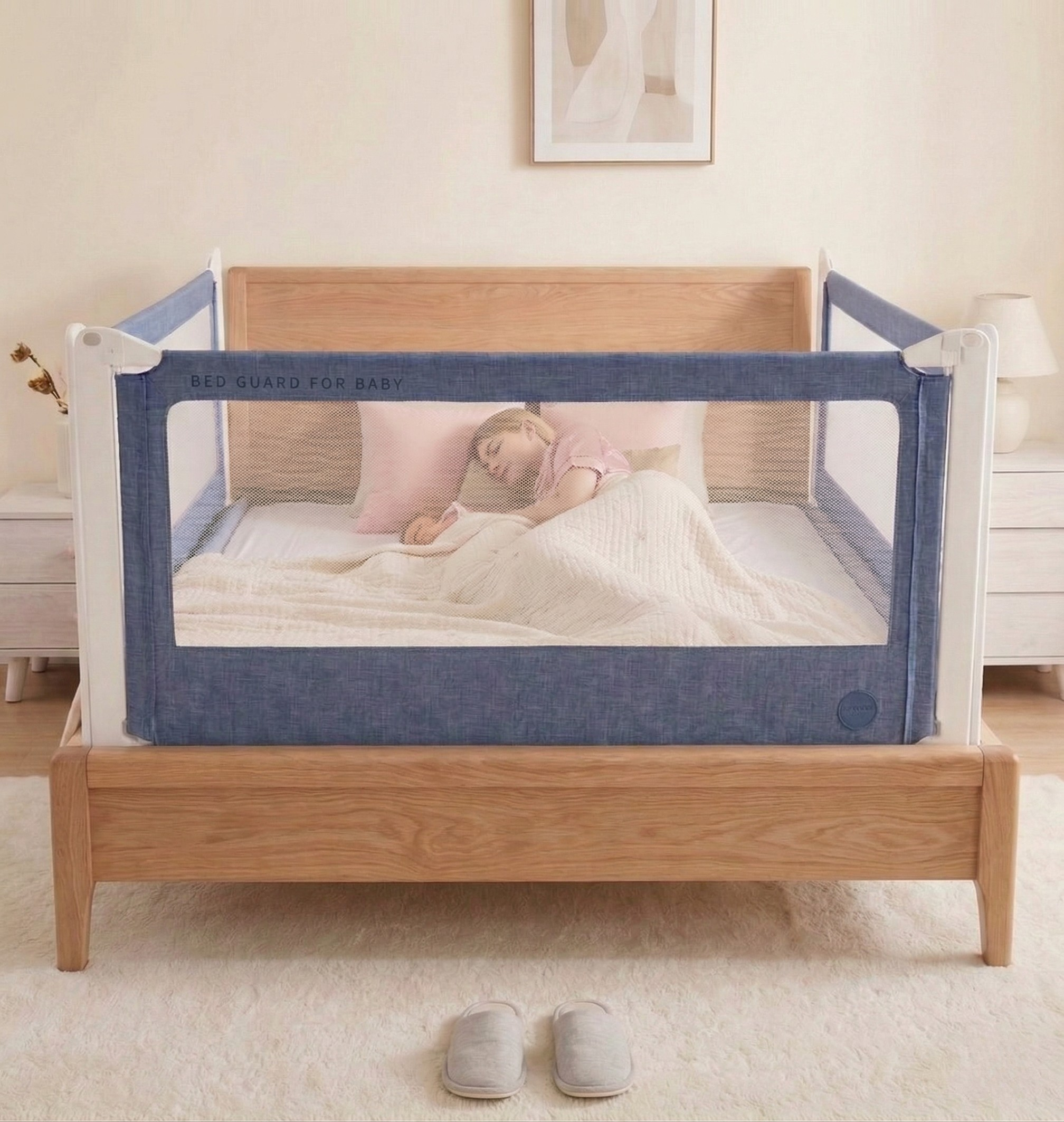 Barreira de cama Monkey Mum® Popular - azul escuro - design - liquidação