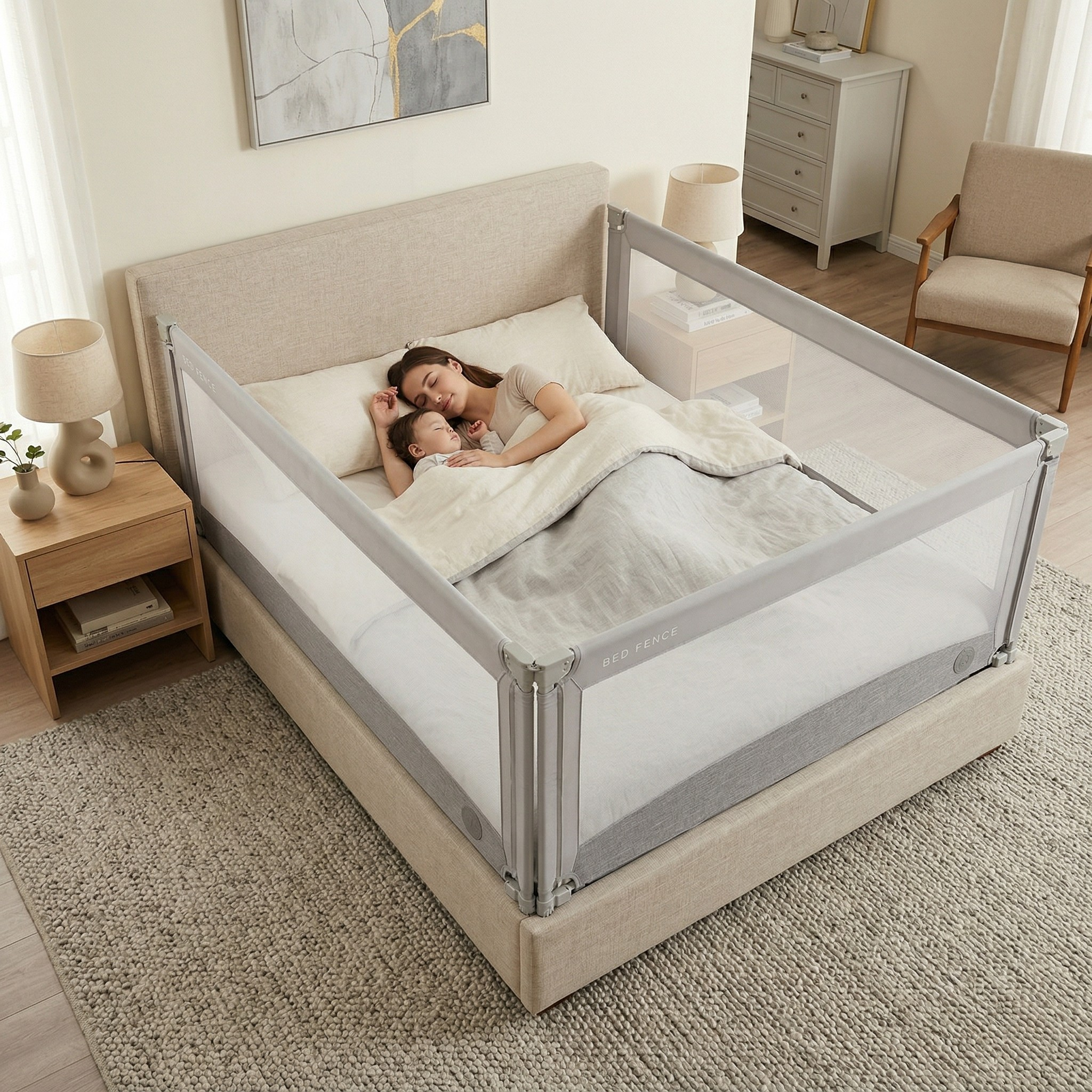 Barreira de cama Monkey Mum® Economy - cinzento claro - desembalada