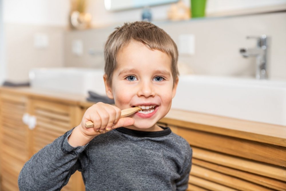 Escova de dentes de bambu para crianças Médio Suave - 4 unid.