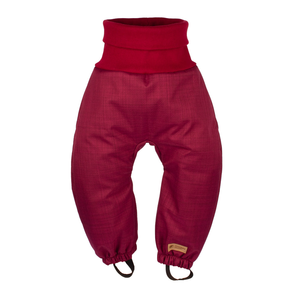 Calças de softshell de inverno de crescimento para criança com lã de carneiro Monkey Mum® - Capuchinho vermelho bordeaux
