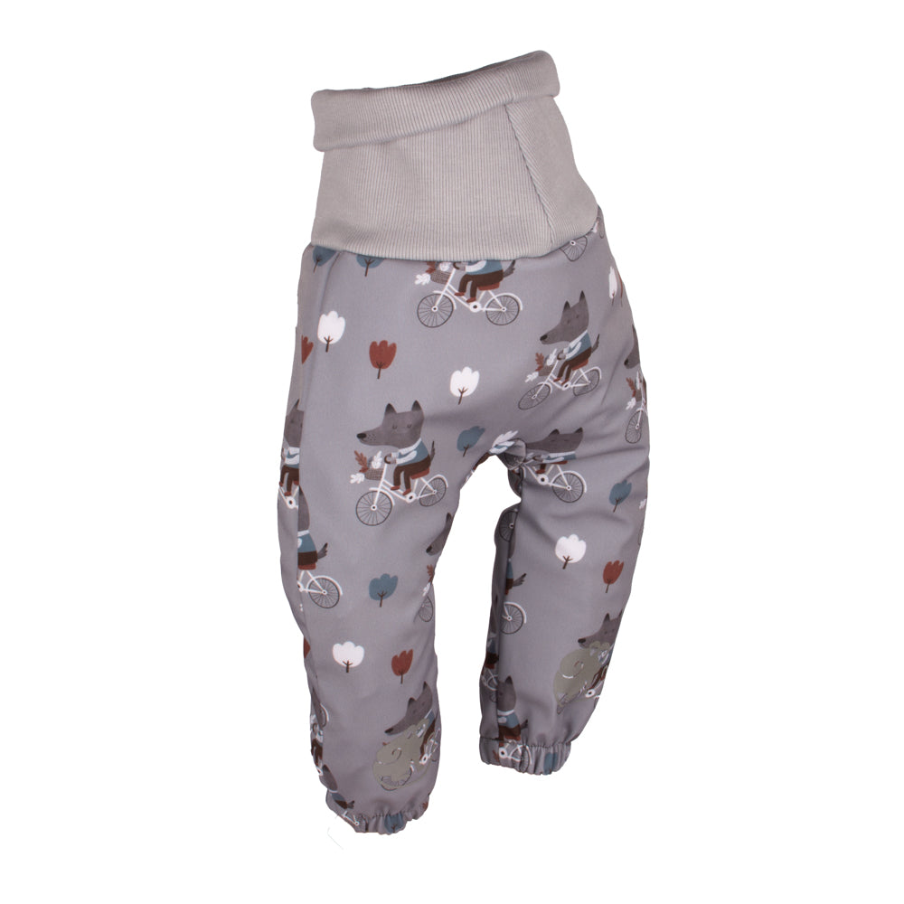 Calças de softshell de crescimento para criança com membrana Monkey Mum® - Lobos de bicicleta