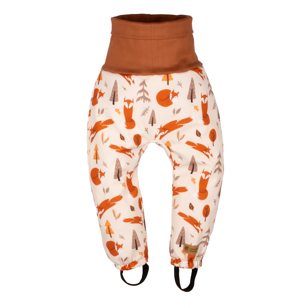 Calças softshell infantis ajustáveis com membrana Monkey Mum® - Travessuras da raposa