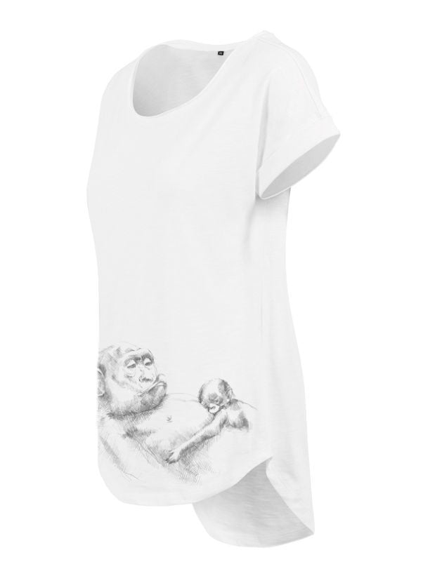 T-shirt de amamentação Monkey Mum® branca - macaquinho