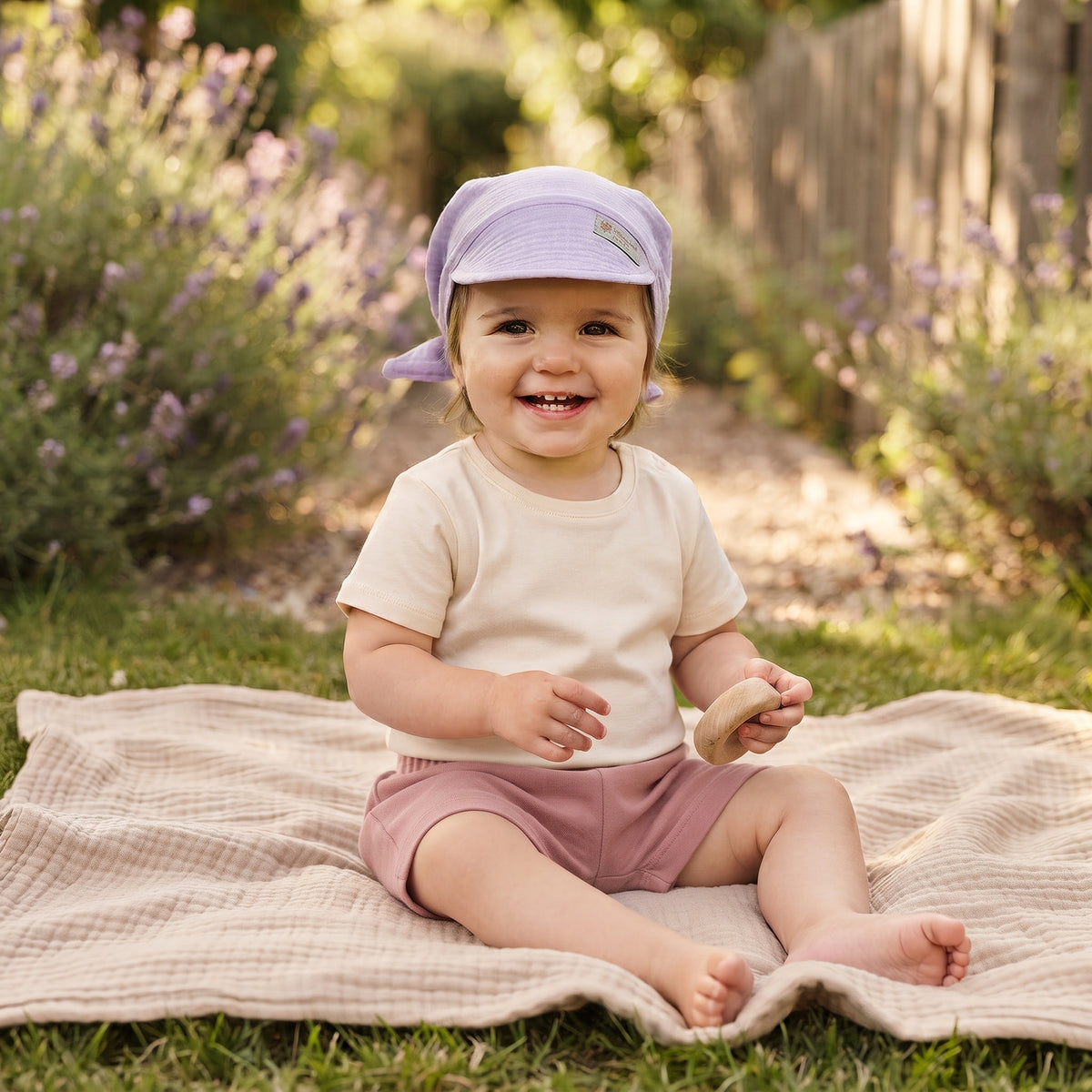 Lenço de musselina com pala Monkey Mum® - Violeta