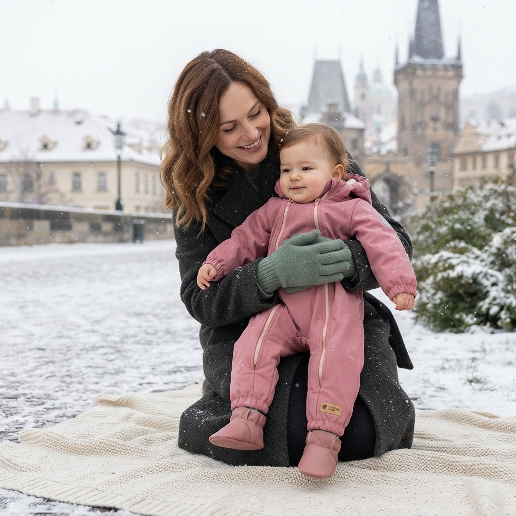 Monkey Mum® Macacão de inverno de softshell para criança com lã de carneiro - Ovelhinha rosa - tam. 62/68, 74/80