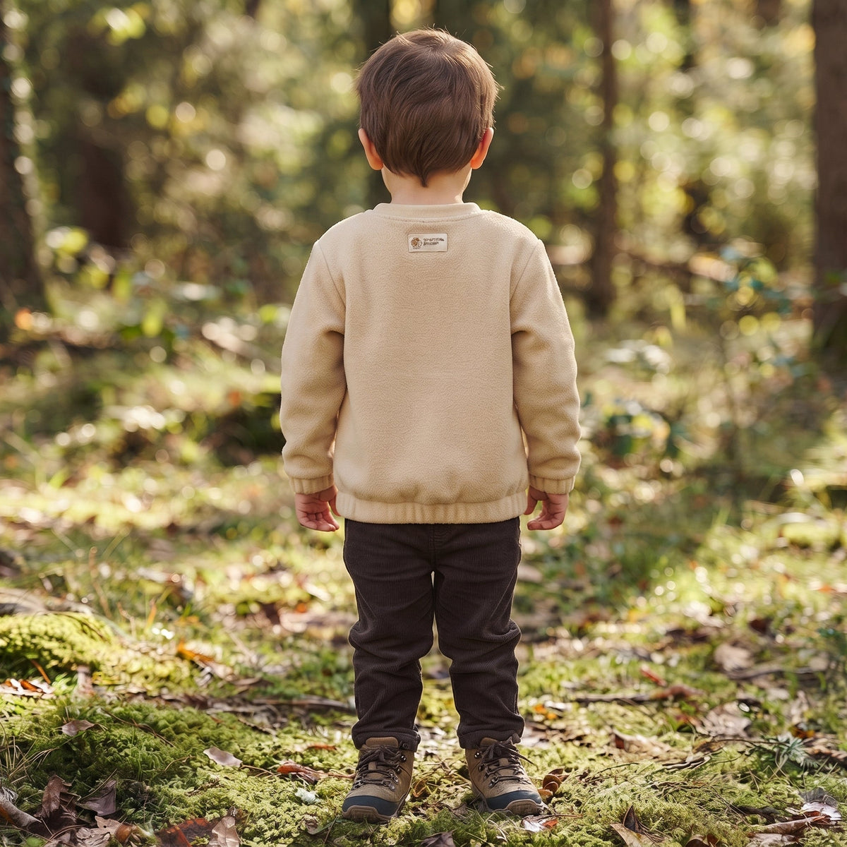 Sweatshirt de gola redonda em polar Monkey Mum® - Bege