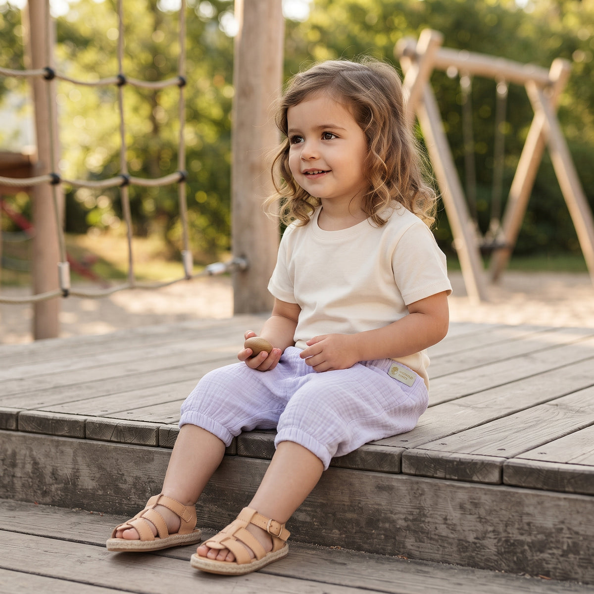 Calções de musselina Monkey Mum® - Violeta